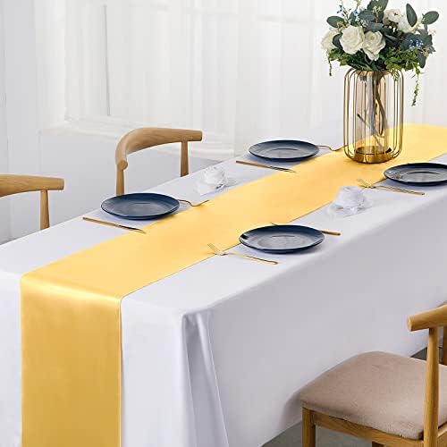 SiinvdaBZX 4 Pcs Gold Satin Table Runner 12 x 108 inches Long - Image 2