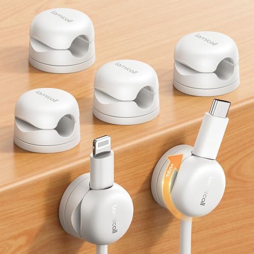 Lamicall 6 Pack Rotatable Cord Organizer, [1s Lock] Spring Cable Clips by Lamicall