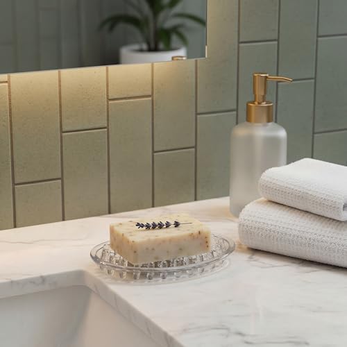 2 Pcs Soap Dish with Holes for Kitchen Bathroom, Clear - Image 2