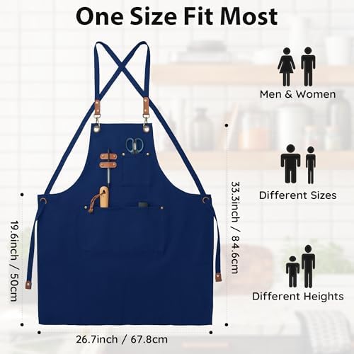 Chef Canvas Aprons with 3 Large Pockets Adjustable Strap for Men Women - Image 5