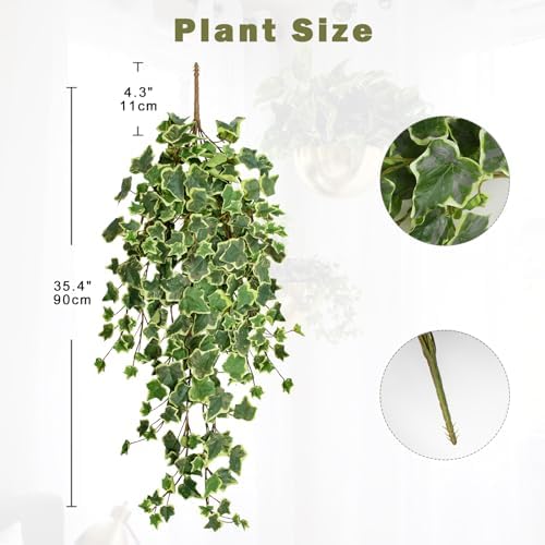 Hollyone Artificial Hanging Plants 35.4" Fake Ivy Vine Faux Ivy Leaves Fire and UV Resistant Hanging Plant Wall Greenery for House Room Patio Indoor Outdoor Home Shelf Office Wedding Decor - Image 2