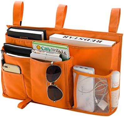 Bseash Bunk Bed Organizer, Bedside Caddy Hanging Bed Organizer Storage Bag 8 Pockets, for College Dorm Rooms Bed, Hospital Bed, Baby Bed Rails, 600D Oxford Cloth (Orange) by Bseash