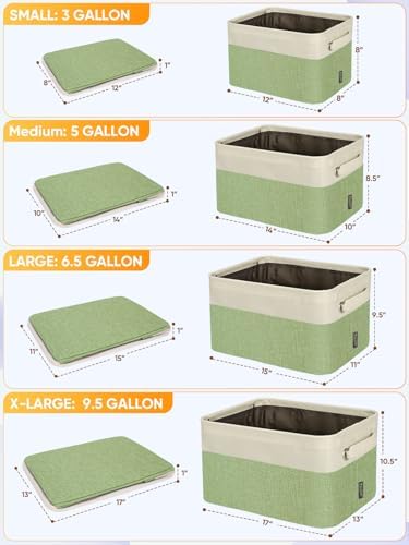 BALEINE 4 Pack Fabric Closet Storage Bins for Shelves, Linen Closet Organizers and Storage, Decorative Baskets for Organizing, Shelf, Clothes, Home, Office (Green, 15''x11''x9.5'') - Image 2
