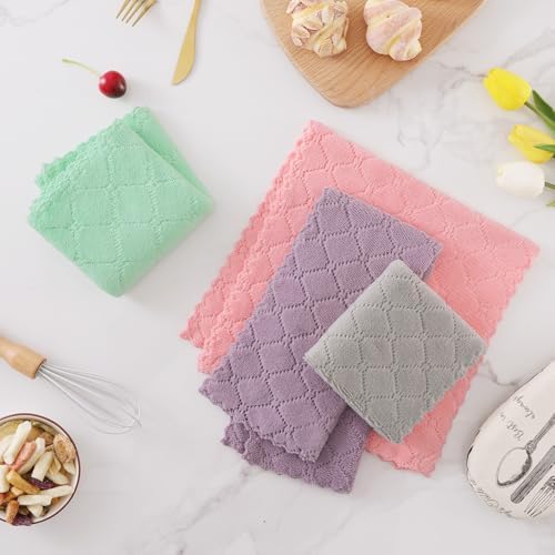 Homaxy Super Soft 16 Pack Coral Velvet Dish Cloths, 10" x 10", Multi Color - Image 2