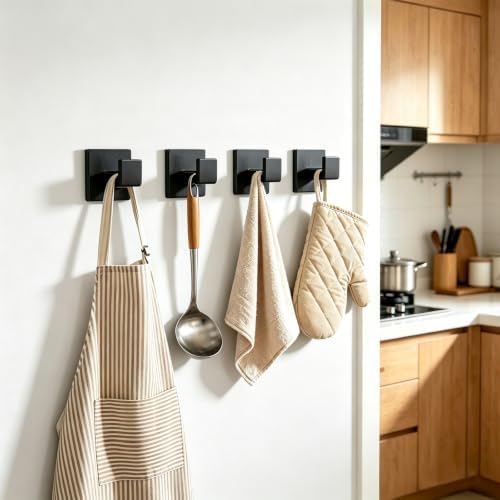 JOPOFI 6 Piece Towel Hook - Bathroom Robe Hook - Matte Black - Image 5