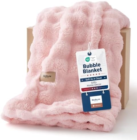 Bedsure Cloud Bubble Throw Blanket, Girls Room Decor, Pink, 50"×60" by BEDSURE