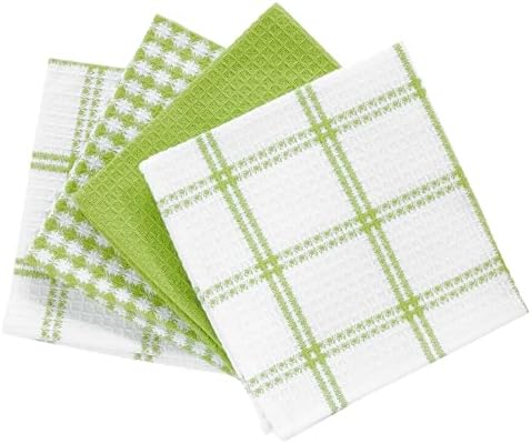 T-Fal Premium Waffle Dish Cloths: Highly Absorbent, Super Soft Long Lasting - 100% Cotton, 12"x13" Towel for Cleaning & Drying, (4-Pack), Green - Image 2