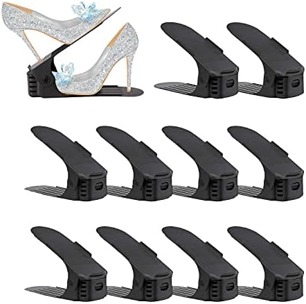 Soerreo Shoe Slot Storage Box Adjustable Shoe Rack Save Space Suitable for High Low Heels, Sneakers and Sandals (10 Piece Set) by Soerreo