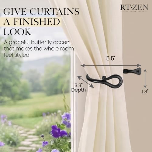 RTZEN Metal Curtain Tiebacks, Drapery Holders for Wall, 2 Pcs - Image 2