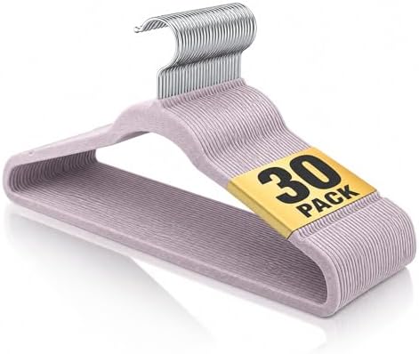 Velvet Hangers 30 Pack, 17.5" Non-Slip Clothes Hangers, Purple by RayBear