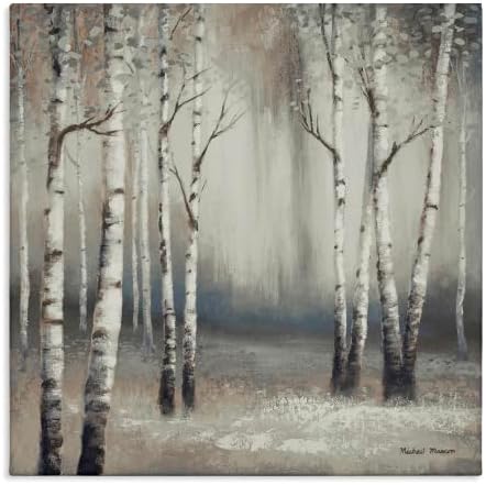 Stupell Industries Misty Birch Tree Forest Muted Landscape Grey White Canvas Wall Art, 17 x 17 by StupellIndustries