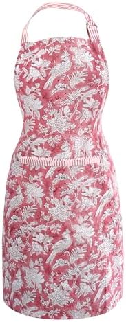 CPC Cotton Floral Kitchen Apron for women with Pocket and Adjustable Neck Ties. Apron for Women Men Chef-Hand Block Printed by COTTONPRINTCLUB