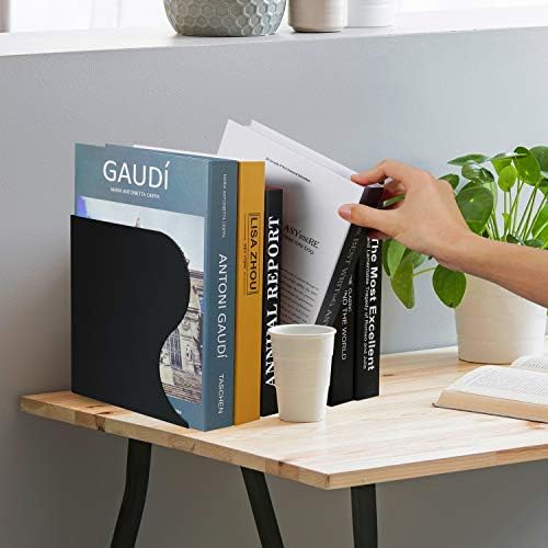 Hossejoy Adjustable Bookends, Heavy Duty Metal Book Ends, Expandable Bookcase Book Holder Stand Shelf Rack for Student Office Book File Organizer Storage, Extends up to 19 inches (Black) - Image 3