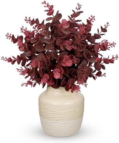 Artificial Eucalyptus Plant in Ceramic Vase, 13.8" Faux Potted Plant by Arborus