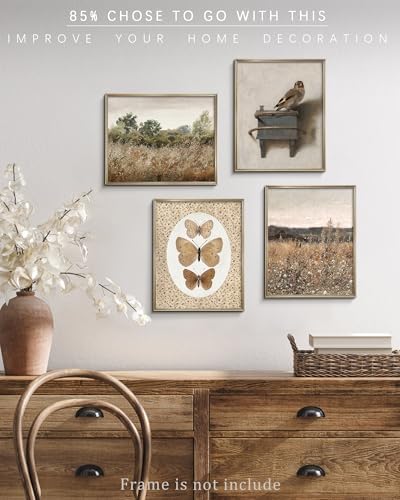Wildflower Field Landscape Vintage Canvas Wall Art, Vertical Country Landscape Print for Home Decor, Farmhouse Muted Paintings Art Picture Aesthetic for Bedroom Bathroom Living Room Office Decor (8" x 10"-UNFRAMED) - Image 6