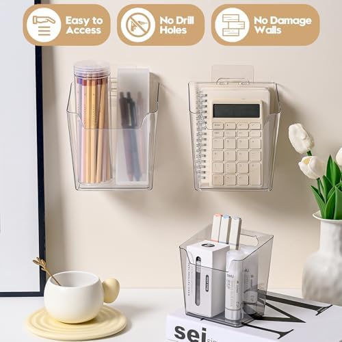 8 Pack Cabinet Door Organizer Adhesive, Compact,Clear Wall Storage Bins(L) - Image 5