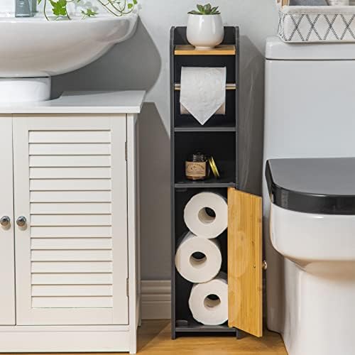 AOJEZOR Toilet Paper Holder Stand: No Drill Fit Small Bathroom for Renters - Image 3