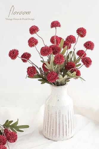 Floroom 5pcs Dark Red Faux Silk Mums Artificial Flowers, Bulk Fake Small Mini Chrysanthemums with Stems for DIY Wedding Centerpieces Floral Arrangements Vase Fillers Home Decorations - Image 2
