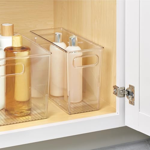 iDesign Tall Plastic Storage Bin with Handles, Set of 2, Clear - Image 6