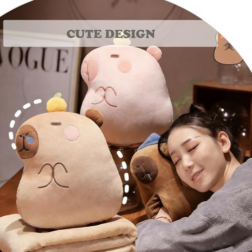 Cute Animal Plush Pillow with Hand Pocket - 3 in 1 Soft Stuffed Nap Pillow & Seat Cushion, with a Blanket, for Friends - Image 6