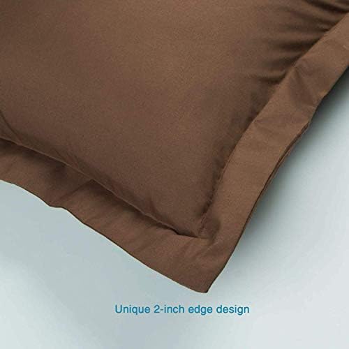 FLXXIE Microfiber Queen Pillow Shams Set of 2, Brown - Image 3