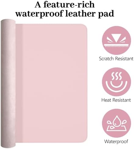 Pink Leather Desk Pad Large Mouse Pad, 23.6"x13.8" - Image 5