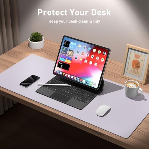 Aothia Large PU Leather Desk Pad Protector – Non-Slip Mouse Pad & Writing Mat for Office/Home, Waterproof, Easy to Clean (Soft Lavender, 23.6" x 13.7") - Image 4