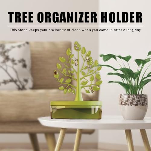 OULIGET Tree Tower Rack with Storage Box Drawer,Jewelry Display Tree Necklace Earring Organizer Holder,Double Shelf Hanging Organizer for Ring Earrings Necklace Bracelet Key - Image 2