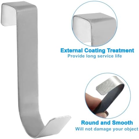 Bonsicoky 12 Pack Over The Cabinet Door Hooks, Silver - Image 4