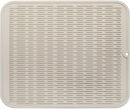 MicoYang Silicone Dish Drying Mat for Multiple Usage,Easy clean,Eco-friendly,Heat-resistant Silicone Mat for Kitchen Counter or Sink,Refrigerator or Drawer Liner Tapioca 2XL 24 inches x 18 inches by MicoYang