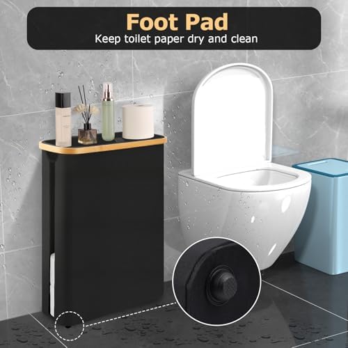 Extra Large Toilet Paper Storage Basket with Lid 49L Slim Toilet Paper Basket Holder Bin Container Organizer for Bathroom Hold up to 20 Regular Rolls or 15 Mega Rolls - Image 4