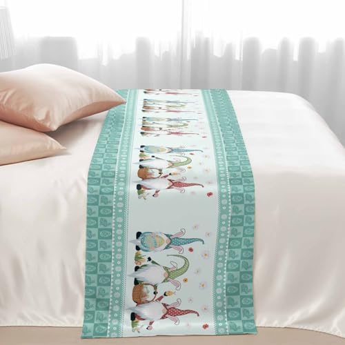 Happy Easter Day Gnomes Bed Runners for Bedroom Hotel,Decorative Bedding Scarf Bunny and Eggs Lattice Bed End Blanket Bedding Runner Scarves for Full Size Beds,83x20in - Image 7