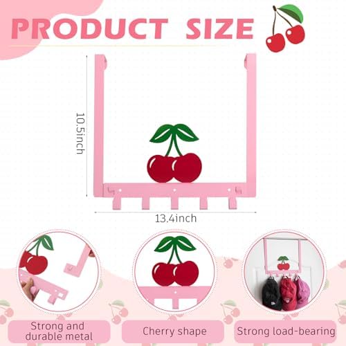 Reallnaive Cherry Bathroom Decor Over The Door Hooks Pink Cute Door Hanger - Image 3