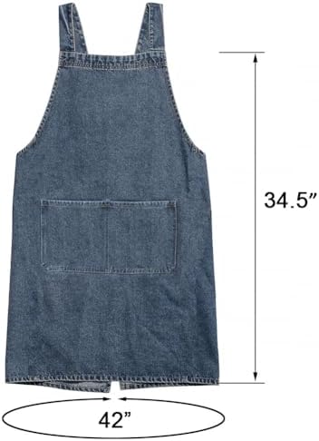 Denim Bib Apron for Women Men, Unisex Cross Back Aprons with Large Pockets - Image 2