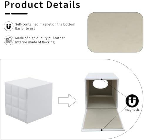 Tissue Box Cover Square,Stylish PU Leather Tissue Box Holder for Dresser Bathroom,Facial Tissue Holder with Magnetic Bottom for Home Office (White) - Image 4