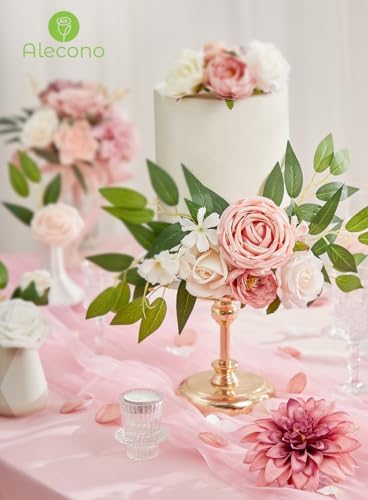 Alecono Pink Artificial Flowers Set for DIY Wedding Centerpieces - Image 5