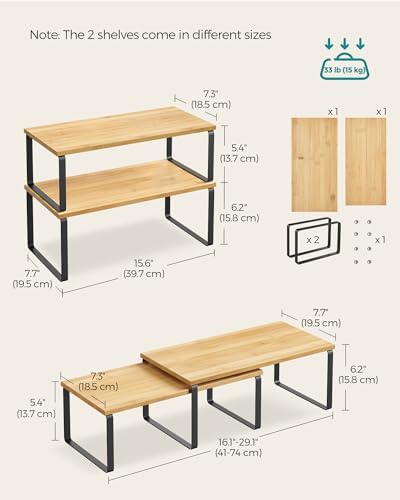 SONGMICS Cabinet Organizer Shelf, Set of 4 Spice Rack, Kitchen Storage - Image 2
