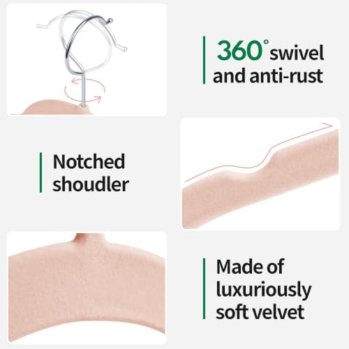 Sishynio Premium Velvet Shirt Hangers 30 Pack, Non-Slip 360° Swivel Hook Space-Saving Felt Hanger, Slim Flocked Hangers for Blouses, Strappy Dresses, Tank Tops(Pink) - Image 5