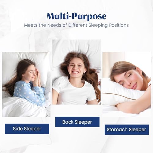 puredown® Goose Feather Down Pillows Standard Size Set of 2, Fluffy Luxury Hotel Collection Bed Pillow for Back, Stomach or Side Sleeper - Image 5