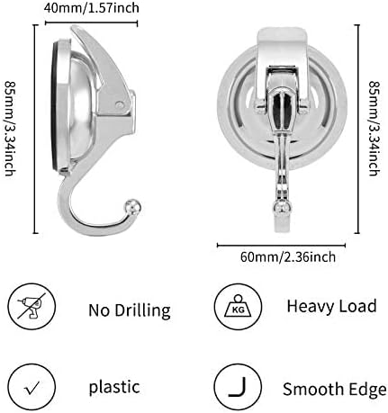 Wreath Hanger, 6 Pack, Silver-Plated Polished Suction Hooks for Window Glass Kitchen Bathroom, Reusable Without Punching for Towel Loofah Robe Coat Wreath Decor, ABS Plastic - Image 3