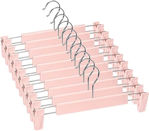 Pants Hangers with Clips, Skirt Hangers, 10 Pack, Pink by Lamitocs