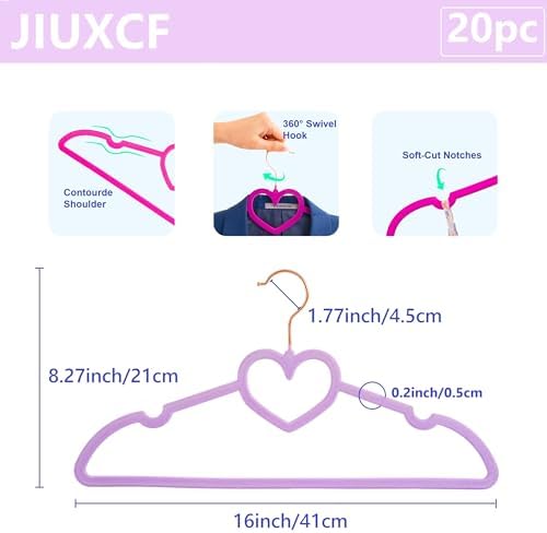 Velvet Hangers 20 Pack,16 Inch Non Slip Heart Hanger (Light Purple) - Image 2