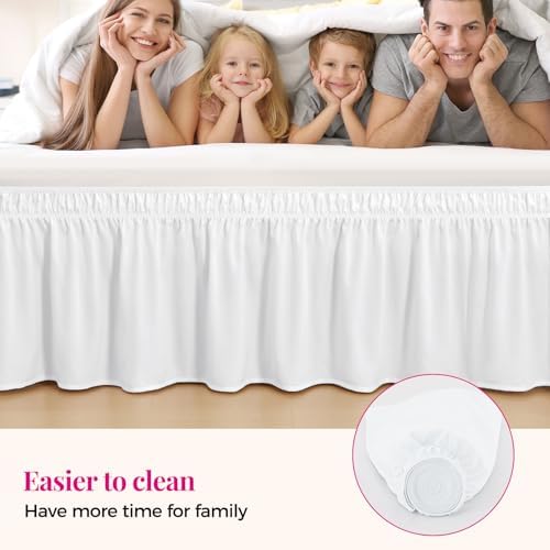 Bright White Bed Skirt Full Size 15" Drop, Elastic Wrap Around Bedskirt - Image 7
