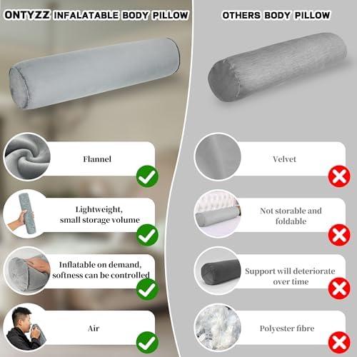 ONTYZZ Inflatable Body Pillow Long Pillow for Bed Oval Bolster Pillow - Image 4