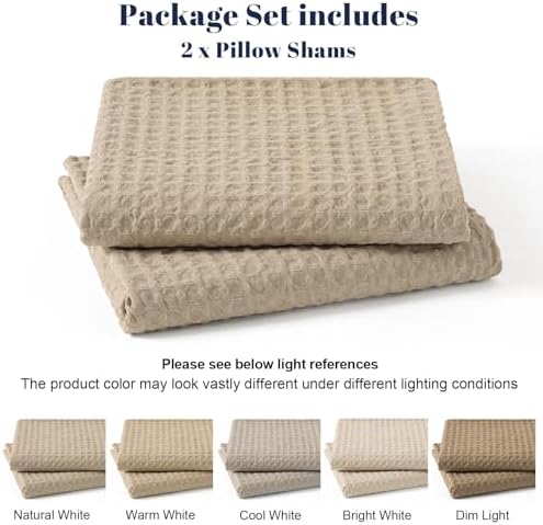 PHF Ultra Soft Waffle Weave Euro Shams 26" x 26", Khaki, No Insert - Image 5