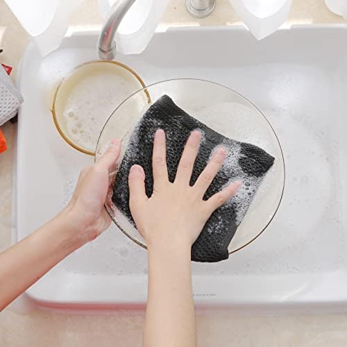 Homaxy 100% Cotton Waffle Weave Kitchen Dish Cloths 12-Pack, Black - Image 4