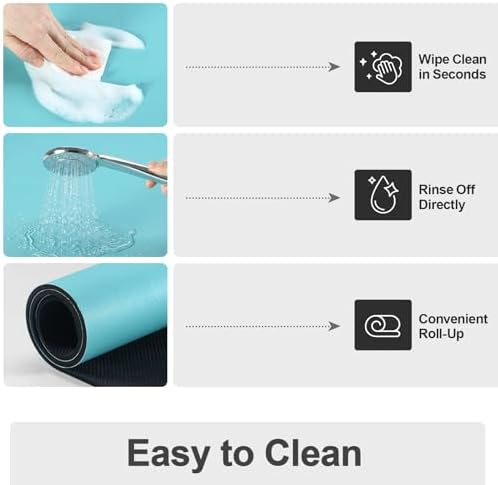 Ecotrim - Dish Drying Mat for Kitchen Counter | Coffee Bar Mat for Countertops | Heat Resistant Drainer Mat with Non-slip Rubber Backed | Hide Stain Kitchen Absorbent Draining Mat | Turquoise 16"x18" - Image 3