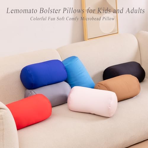 2Pcs Microbead Bolster Tube Neck Bed Body Pillows, 12 x 7 inches Squish Bean Bag Microbead Pillow for Sleeping Home Travel Neck Lumbar Support Rest Smooth Cool Touch (Black & Dark Grey) - Image 6