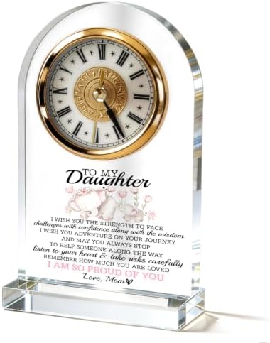 WKYAER Acrylic Clock for Daughter, Inspirational Keepsake with Loving Message, Beautiful, Motivational Timepiece, Graduation Gift for My Daughter, 4.3 x 7.8 in by WKYAER
