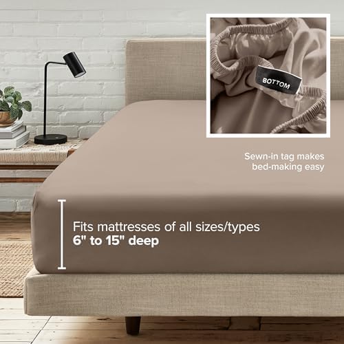 Bare Home King Fitted Sheet - 1800 Ultra-Soft (King, Taupe) - Image 6